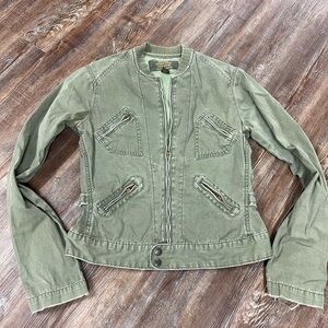Vintage Y2K Lucky Brand green military bomber jacket